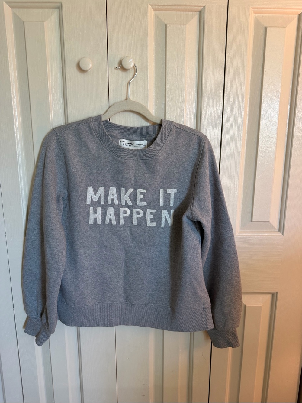 Anthropology Late Summer Flowers Gray 'Make It Happen' Crewneck Sweatshirt